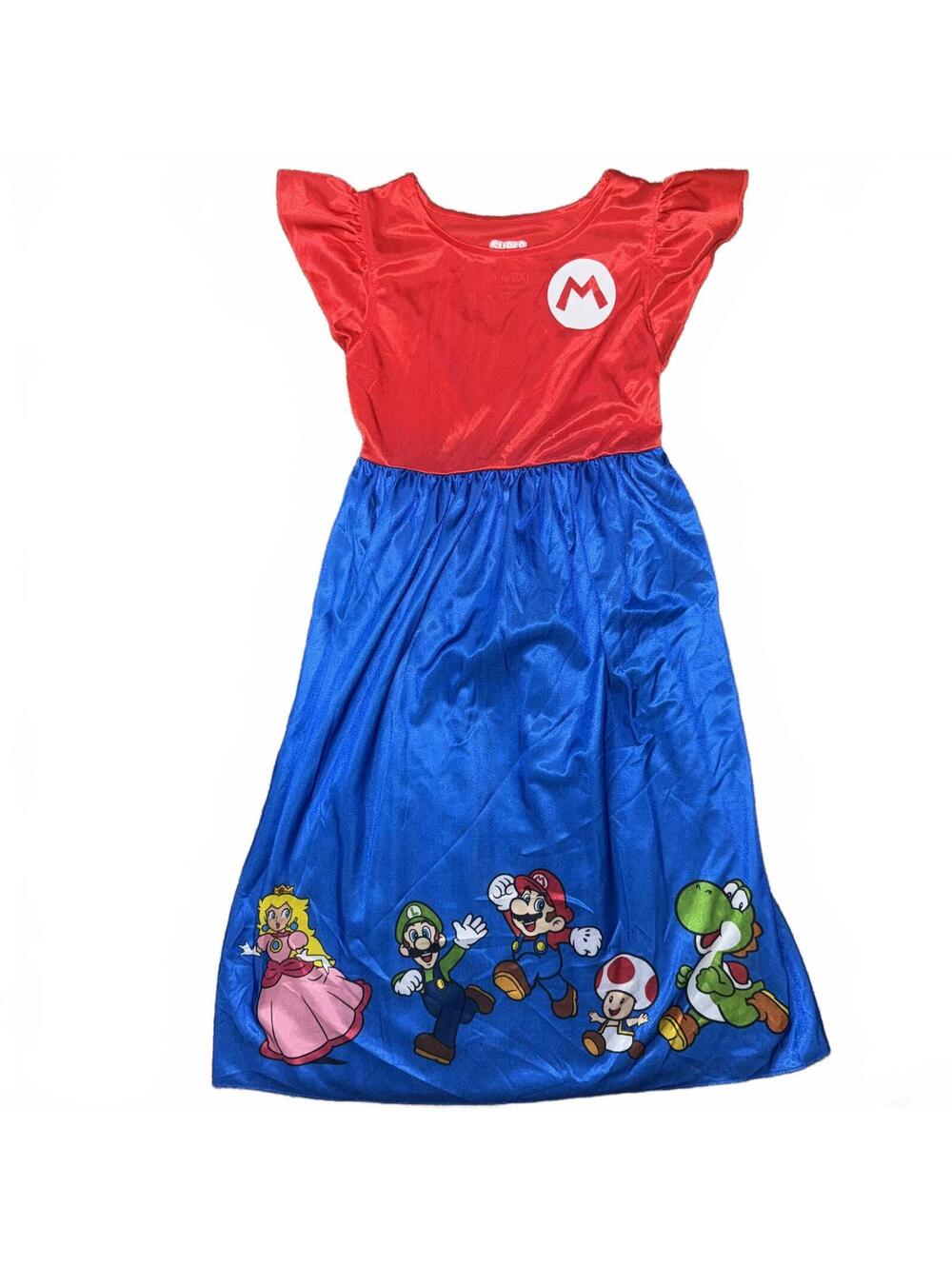 Super Mario Girls Costume Dress with Character Prints SIze Small Youth